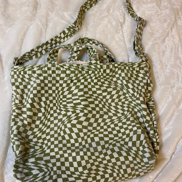 BAGGU Bags Baggu Green And White Checkered Horizontal Duck Bag
